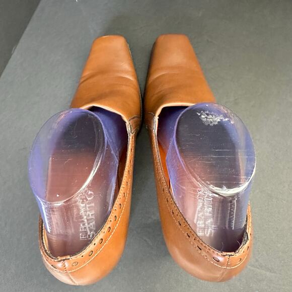 Franco Sarto Womens size 10 Square Toe Western Leather Bootie Heel Brown - Picture 6 of 10